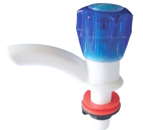 Plastic Crystal Pillar Cock - Plastic Handle, 15 mm Size | Multi Color, Wall Mounted Design, Model P016, P013 & Versatile Usage