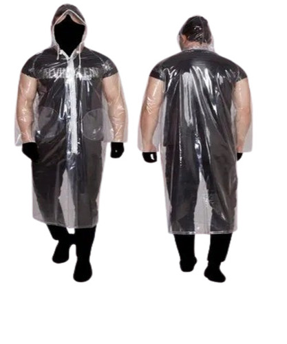 PVC Transparent Raincoat - XL Size, Waterproof Full Sleeves | Unisex, Long Coat, Durable PVC Material