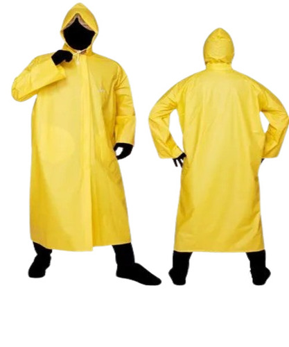 Unisex PVC Long Raincoat - XL Size, Yellow Color | Waterproof Full Sleeves, PVC Material