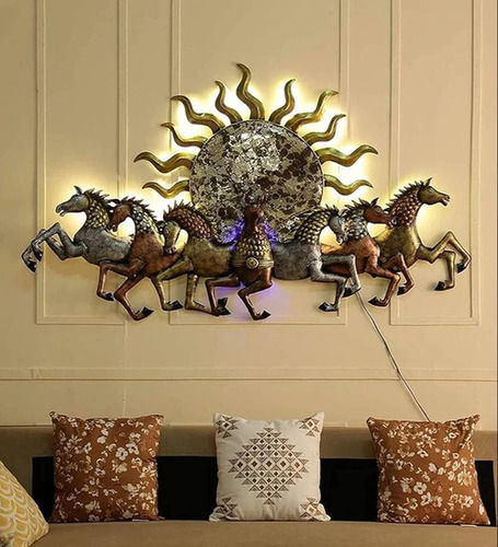 Iron Metal Running Horse Wall Hanging - Color: Acrylic Color