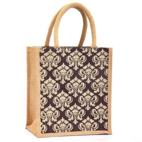 Multicolor Printed Jute Bag - Customized Size With Loop Handle | Eco-friendly Material, Multi-color Design, Personalized Logo Options