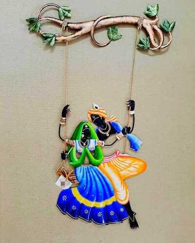 Radha Krishna Swing Decorative Showpiece - Finishing: Galvanized