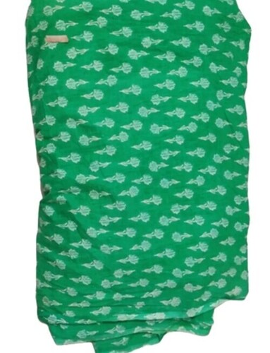 Green Printed Cotton Fabric - 44 Inches Wide, 110 GSM | 100% Cotton, Suitable for All Seasons, Handwash Care