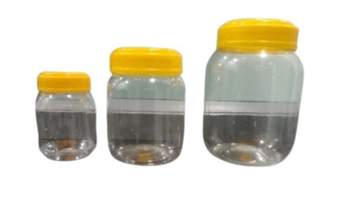 PET Plastic Round Jars - Rigid PET Material, Various Sizes | Transparent, Plain Design, Lightweight, Leak-Resistant, Crack-Resistant