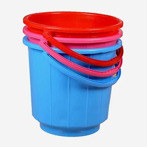 Plastic Buckets - Plastic Material, Soft Hardness, Blue and Red Color | Durable, Leak-Proof, Easy Grip, Stackable Design