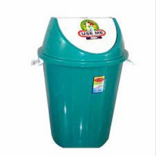 Plastic Dustbin - Plastic Material, Green and White Color | Durable Design, Easy to Clean, Odor-Resistant, Secure Lid for Home and Office Use
