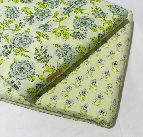 Sanganeri Block Print Fabric - 100% Cotton, Multicolour Floral Patterns for Clothing