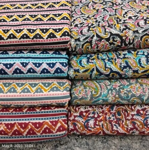 Striped Cotton Fabric - 100% Cotton, 44 Inches Wide, Multi-colored Printed Stripes | Ideal For All Seasons, Versatile And Stylish Design