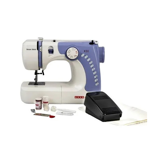 Usha Janome Allure DLX Sewing Machine - Cast Iron, 21 Stitch Patterns, Semi-Automatic | Multicolor, Drop Feed for Embroidery, Twin Needle Capability