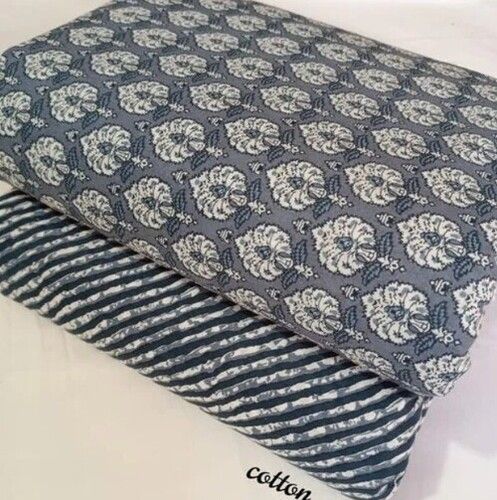 Grey Printed Cotton Fabric