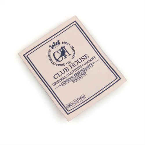Hosiery Labels - Cotton Material, Rectangular Shape, Printed Design, White Color, Packet Packaging