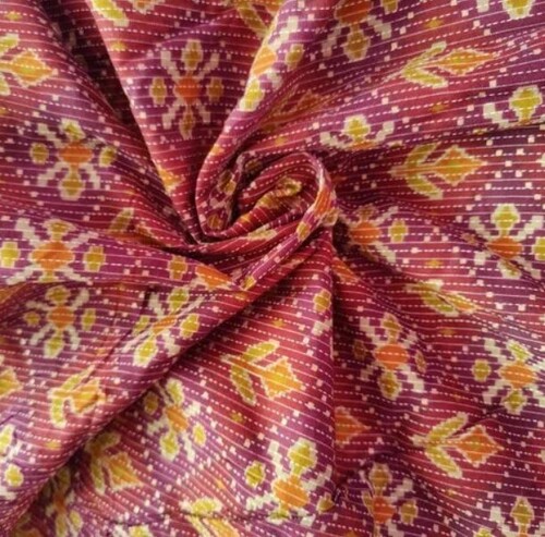 Kantha Printed Fabric - 100% Cotton, Length 95+, Multicolour Design, 90 GSM | Perfect for Ethnic Wear and Stylish Dresses