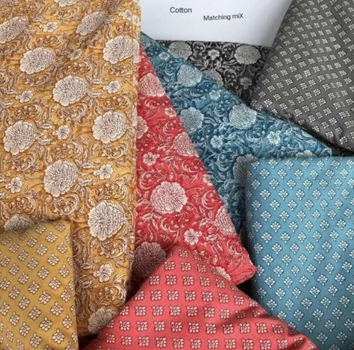 Traditional Multicolor Cotton Fabric - 100% Pure Cotton, 80/90 GSM, 95 Inches Long | All-Season Apparel Use