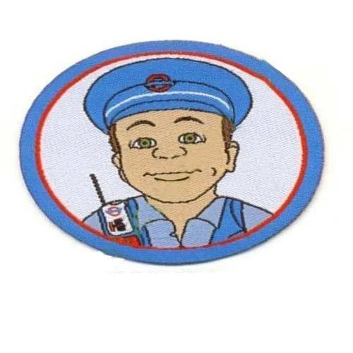 Optimum Finish Woven Die Cut Label - Woven Material, Blue Color, Circular Packet, Durable Precise Cut