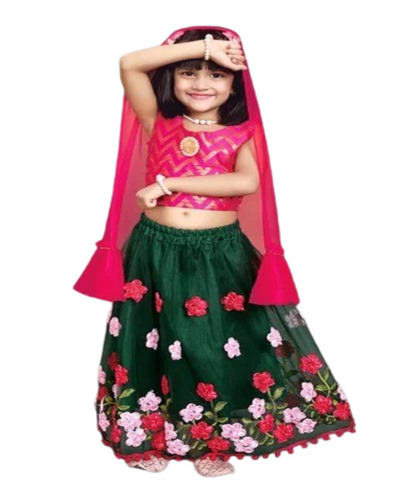 Green Kids Lehenga Choli