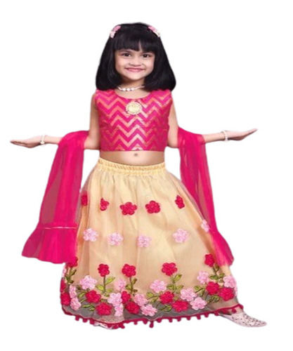 Kids Cream Lehenga Choli