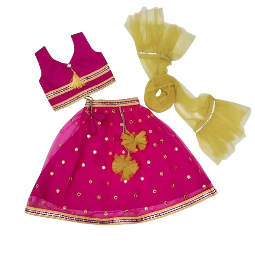 Kids Lehenga Choli - Net Fabric, Pink Color, Age 1-8 Years | Anti-Wrinkle, Breathable, Embroidered, Fancy Party Wear