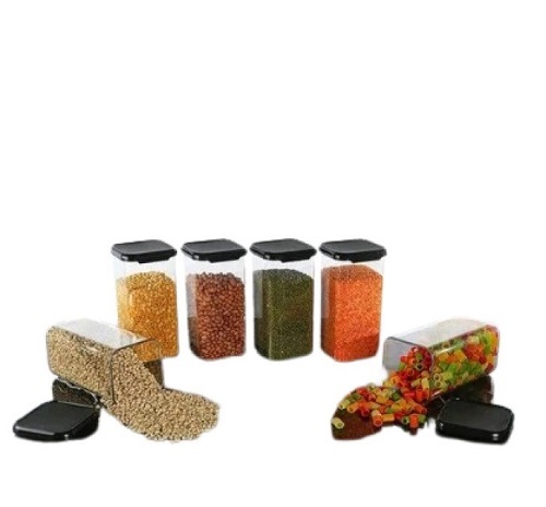 Plastic Locked Airtight Square Container - Transparent Plastic Material, 5L Capacity | Leak-Resistant, Crack-Resistant, Plain Pattern, Timely Delivery