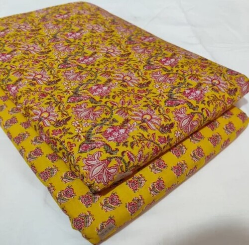 Yellow Floral Print Cotton Fabric