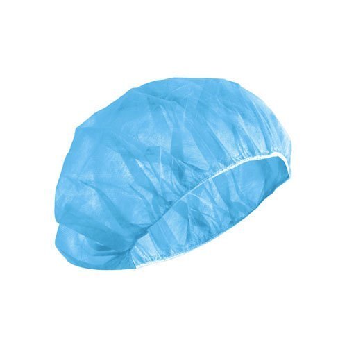 Bouffant Caps - Non Woven Material, Light Blue Color, Durable | Fine Finished, Disposable Type, Circular Shape, Cuffed Design