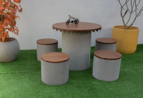 Concrete Round Outdoor Table Set