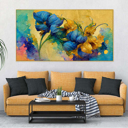 Canvas with Acrylic Floral Painting 