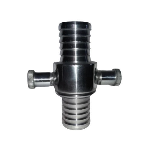 Fire Hose Coupling - Aluminum, 63mm Diameter, Male X Female Fitting | Stainless Steel Spring, Silver Color, IS:318 Assembly