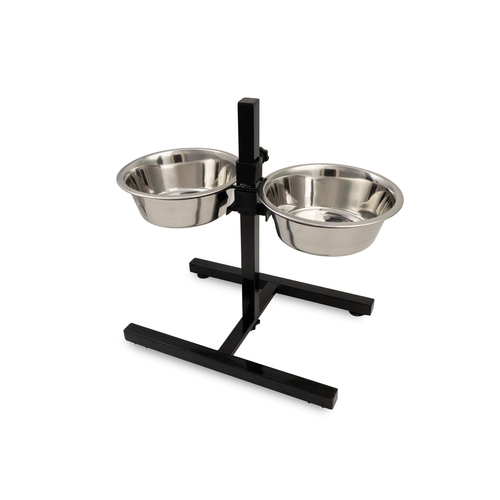 Elevated Steel Feeding Bowl - Adjustable Height Design, Anti-Skid Feet & Rust Proof Finish