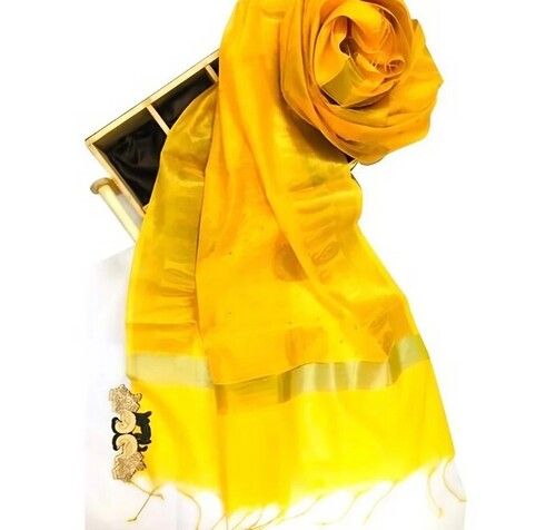 Yellow Banarasi Silk Dupatta