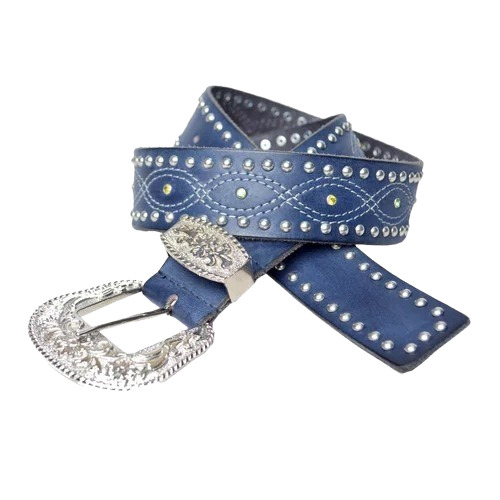 Men's Genuine Leather Belt - 38mm Width Blue Color | Machine Made Alloy Buckle with Brass Plating Perfect for Party Wear