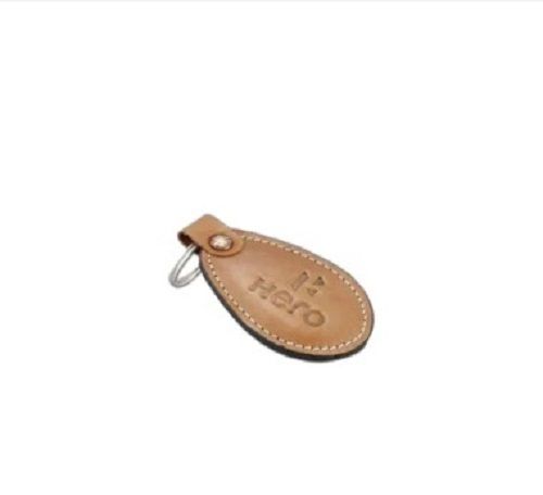 Brown Leather Keychain With Metal Ring