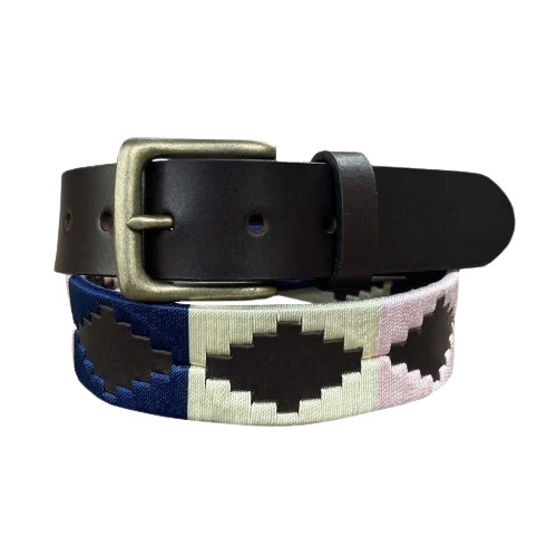 Men's Genuine Leather Belt - 40mm Width Cream Blue Color | Brass Plating Alloy Buckle Fashion Style for Party Wear