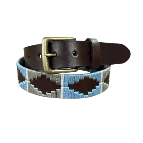 Men's Genuine Leather Belt - 40mm Width Turquoise Grey Color | Fashion Style Alloy Buckle with Brass Plating Ideal for Party Wear