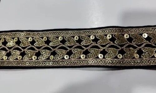 Embroidery Velvet Lace - 1.5 Inch Width, 45 mm Thickness, 9 Meter Roll | Black Color, Elegant Dupatta Border