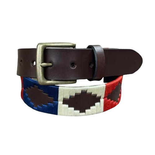 Mens Leather Belt - Genuine Leather 40mm Width | Red Cream Color Fashionable Alloy Buckle Ideal for Party Wear