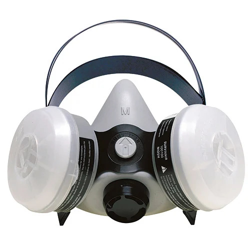 Half Face Respirator - Single Cartridge Chemical Protection, 60 Min Usage Time | Waterproof, Reusable, Unisex Design, Acid Gas Safety Mask in White/Gray