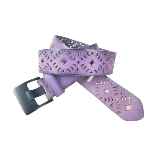 Purple Leather Belt - Genuine Leather, 39mm Width, 110g Weight | Alloy Buckle, Plain Pattern, Fashion Style for Party Wear