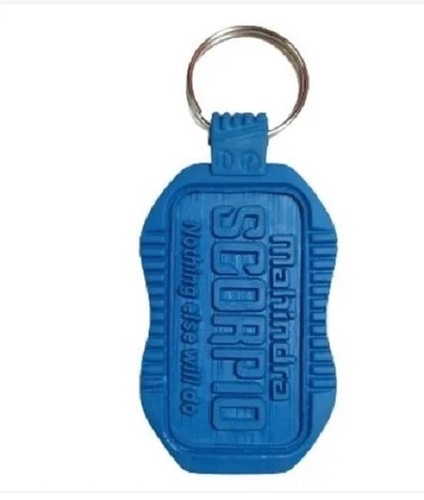 Blue and Silver Promotional Rubber Keychain - Rubber Material, Lightweight Design, Blue Color | Easy to Clean, Long Lasting Finish, Ideal for Gifting
