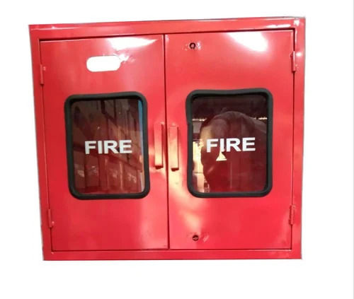 Fire Hose Box - Mild Steel And Glass, 2 Door, Rectangular Shape, Color Coated Red | Industrial, Hospital, Malls, Designed for Fire Safety