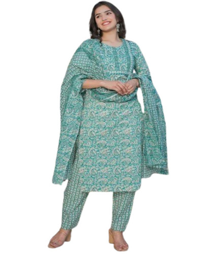 Green Kurti Pant Sets