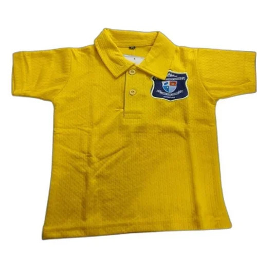 Yellow Cotton School Collar T Shirt