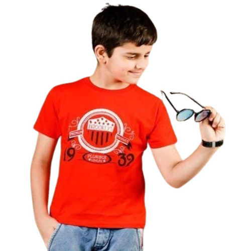 Kids Casual Wear T-Shirt - Cotton, Regular Fit, Red Color, Short Sleeves | Anti Wrinkle, No Fade, Breathable, Washable, Modern Style