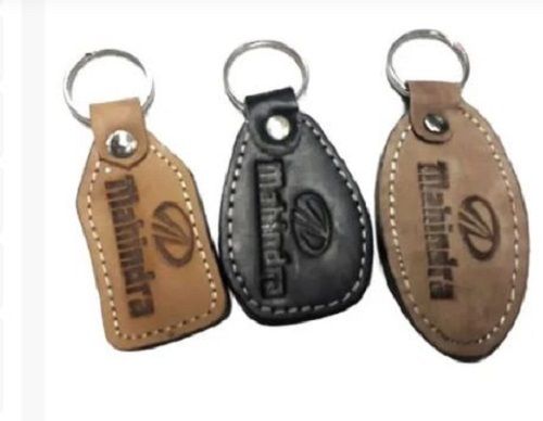 Promotional Leather Key Chain With Silver Color Ring