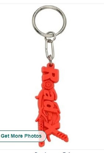 Red Color Plastic Keychain With Metal Ring