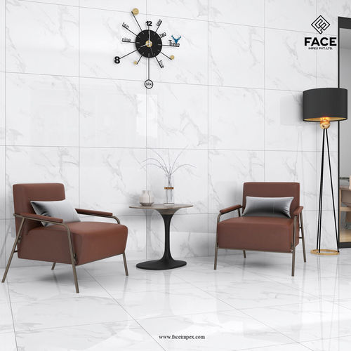 White Marble Porcelain Floor Tiles - Pattern: Square Edge