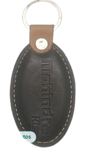 Black Oval Leather Keychain