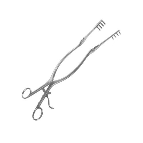 Porous Mollison Mastoid Retractor - 4 Inches Length, Self-Retaining Design with Blunt 3x3 Prongs and Ratchet Control for Surgical Use