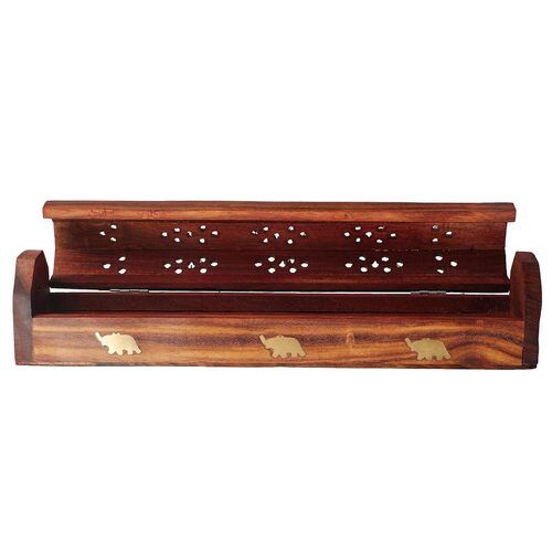 Sogra Teak Wood and Brass Agarbatti Holder