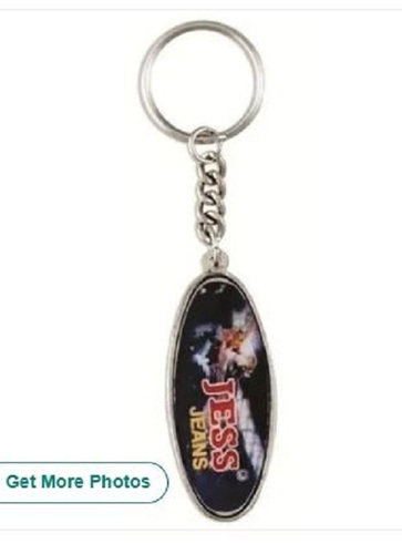 Oval Laminated Promotional Metal Key Chain - Metal, Oval Design | Rust Resistant, Easy to Clean, Various Colors, Professional Indian Style