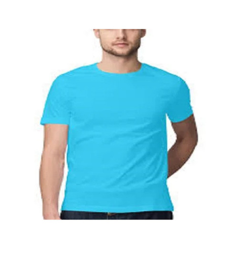 Plain T-Shirts - Superior Quality, 200 GSM Poly Cotton, Sky Blue Color - Breathable, Lightweight, Skin-Friendly, Regular Fit, Wrinkle & Fade Resistant, Short Sleeves
